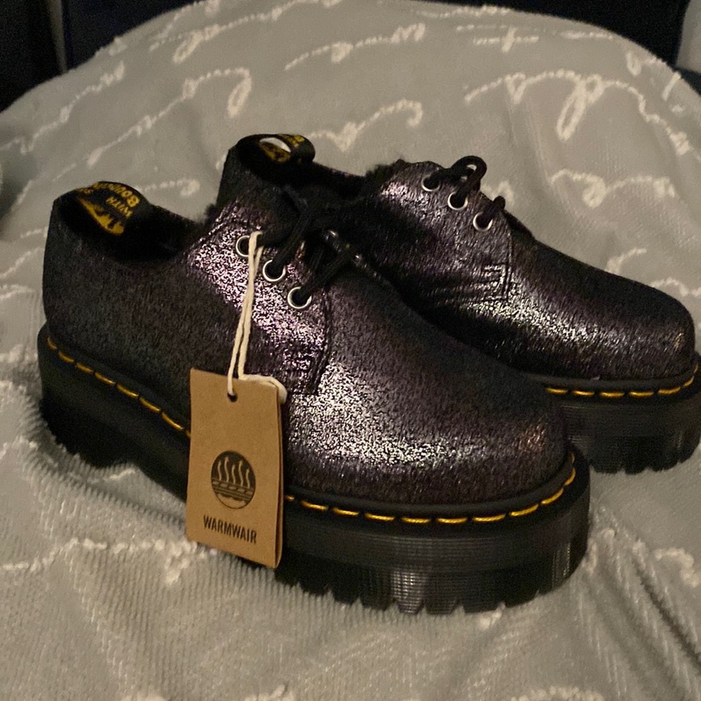 Dr. martens 1461 quad FL fur-lined glitter platform